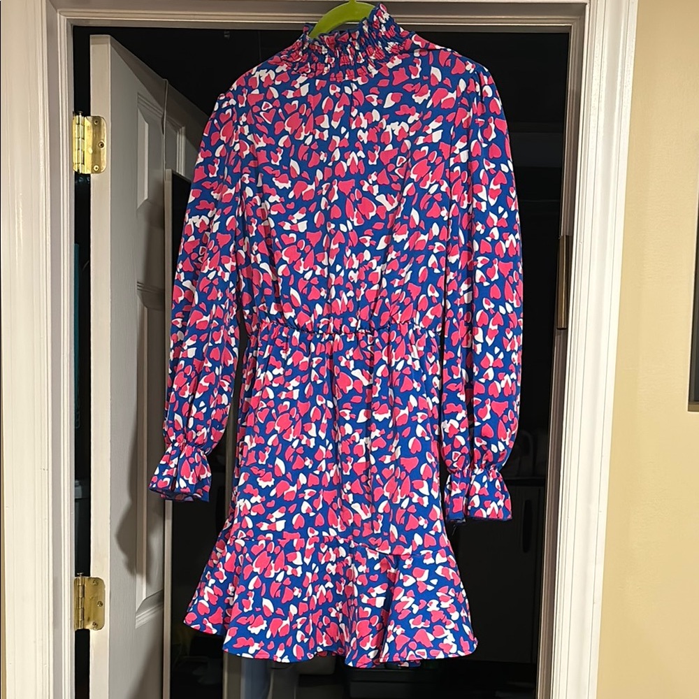 Vibrant Pink and Blue Patterned Dress